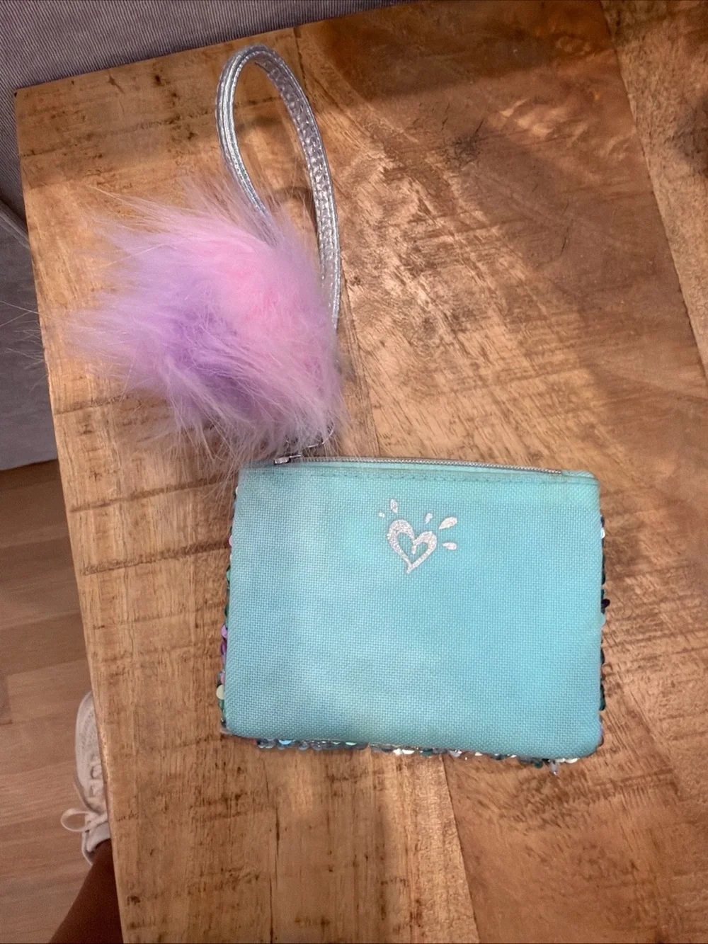 Justice Pastel Sequin Coin Purse with Fluffy Pom Pom